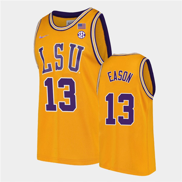 Mens LSU Tigers #13 Tari Eason Nike Gold College Basketball Game Jersey