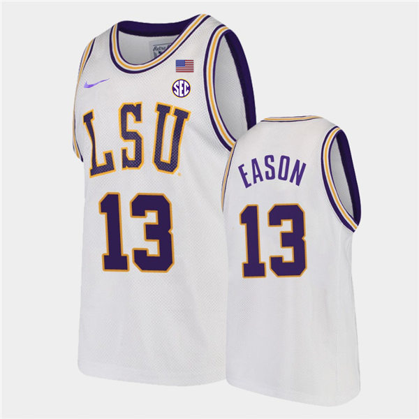Mens LSU Tigers #13 Tari Eason Nike White College Basketball Game Jersey