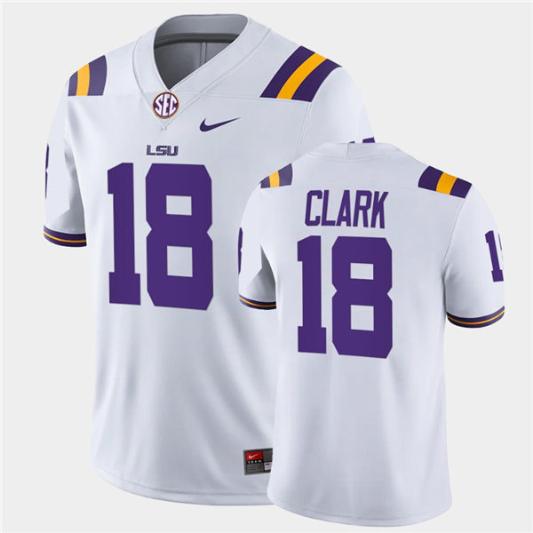 Men LSU Tigers #18 Damone Clark White College Football Game Jersey