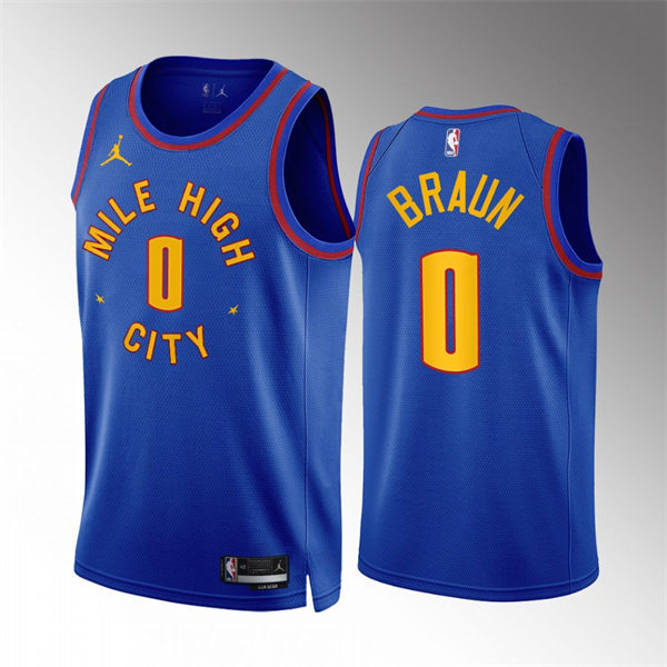 Mens Denver Nuggets #0 Christian Braun Mile High City Blue 2022-23 Statement Edition Swingman Jersey