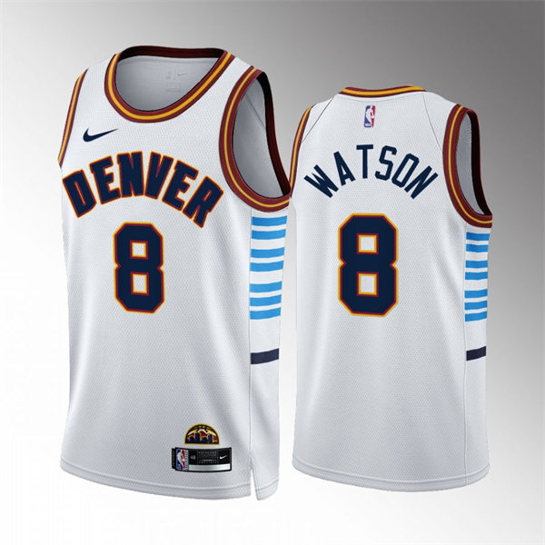 Mens Denver Nuggets #8 Peyton Watson 2022-23 City Edition Swingman Jersey White