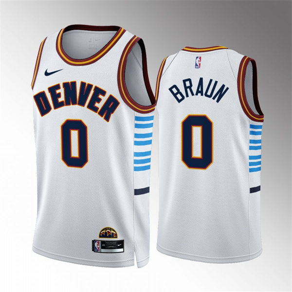 Mens Denver Nuggets #0 Christian Braun 2022-23 City Edition Swingman Jersey White