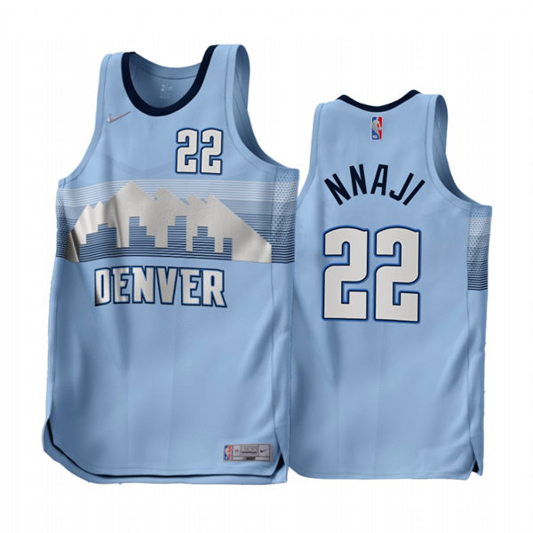 Mens Denver Nuggets #22 Zeke Nnaji Blue 2022-23 Earned Edition Swingman Jersey