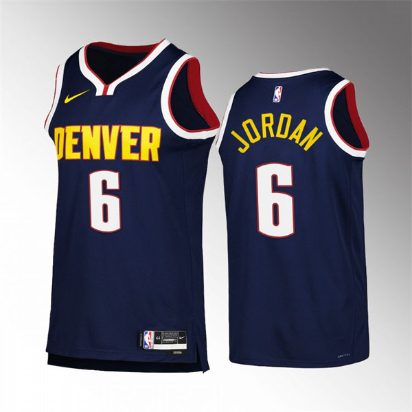 Mens Denver Nuggets #6 DeAndre Jordan Nike Icon Edition Swingman Jersey Navy