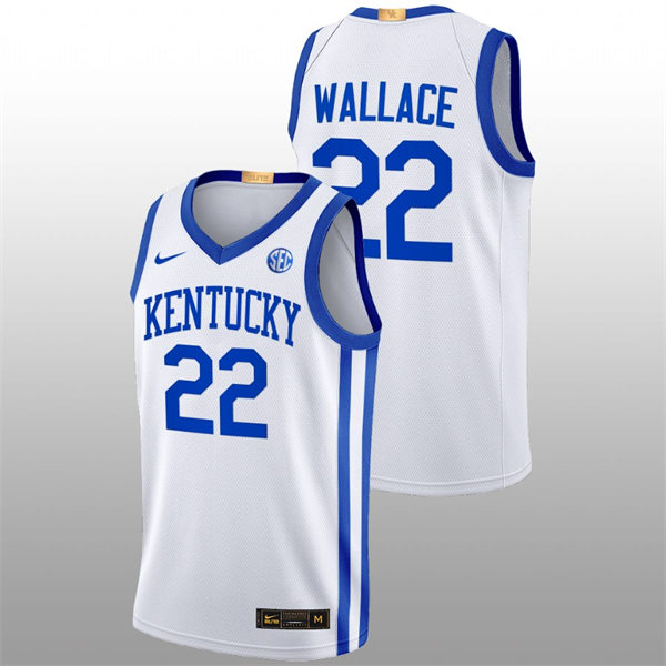 Mens Youth Kentucky Wildcats #22 Cason Wallace White Home 2022-23 College Basketball Game Jersey