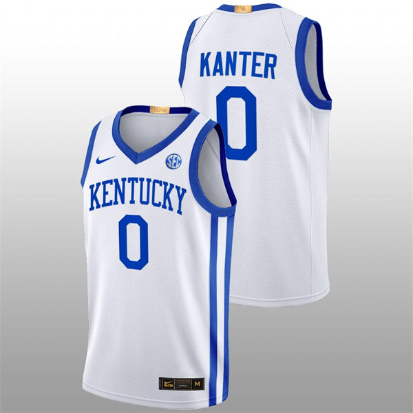 Mens Youth Kentucky Wildcats #0 Enes Kanter White Home 2022-23 College Basketball Game Jersey