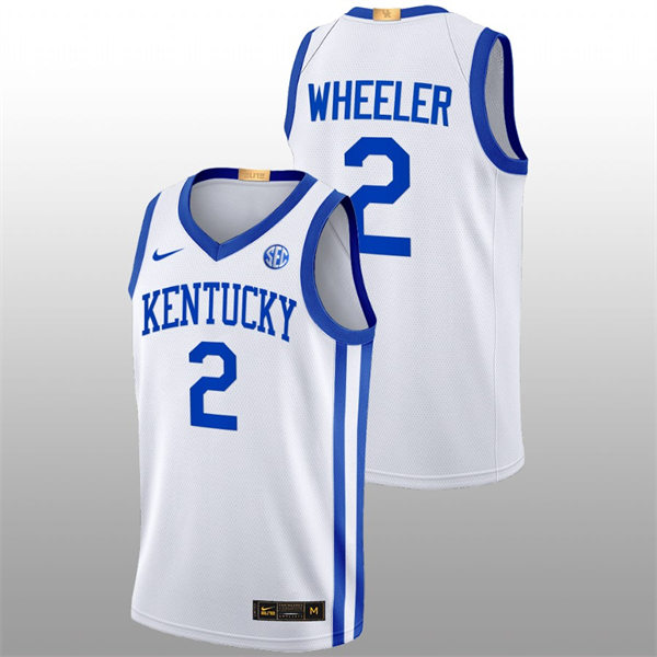 Mens Youth Kentucky Wildcats #2 Sahvir Wheeler White Home 2022-23 College Basketball Game Jersey