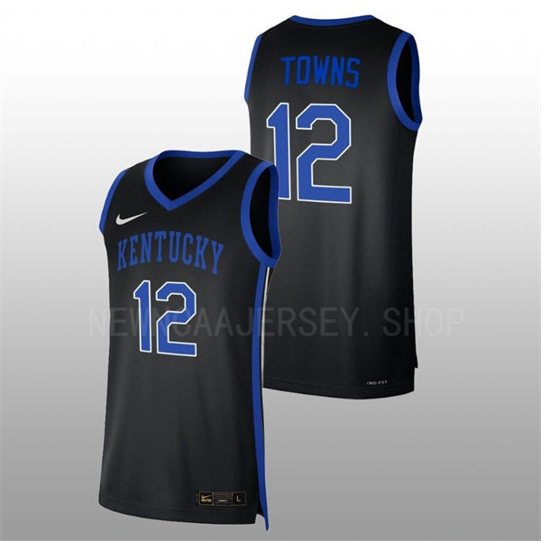 Mens Youth Kentucky Wildcats #12 Karl-Anthony Towns 2022-23 College Basketball Game Jersey Black