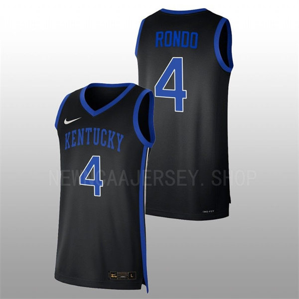 Mens Youth Kentucky Wildcats #4 Rajon Rondo 2022-23 College Basketball Game Jersey Black