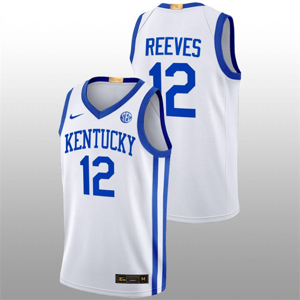 Mens Youth Kentucky Wildcats #12 Antonio Reeves White Home 2022-23 College Basketball Game Jersey