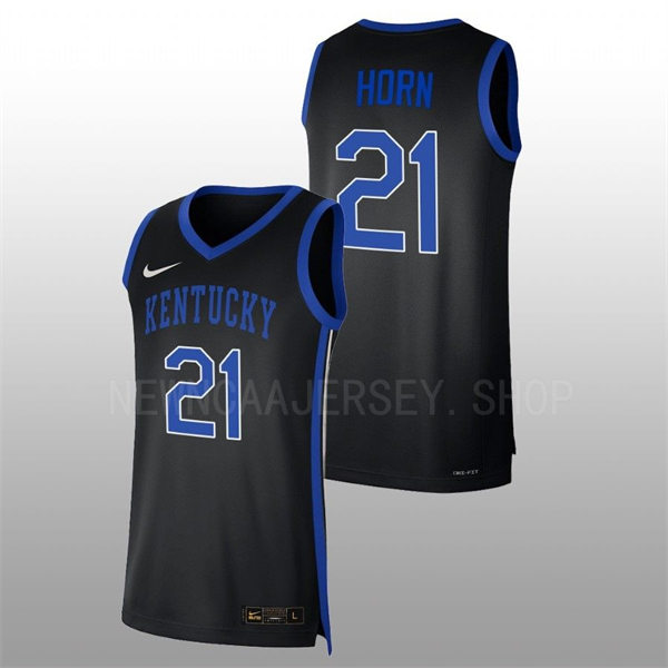 Mens Youth Kentucky Wildcats #21 Walker Horn 2022-23 College Basketball Game Jersey Black