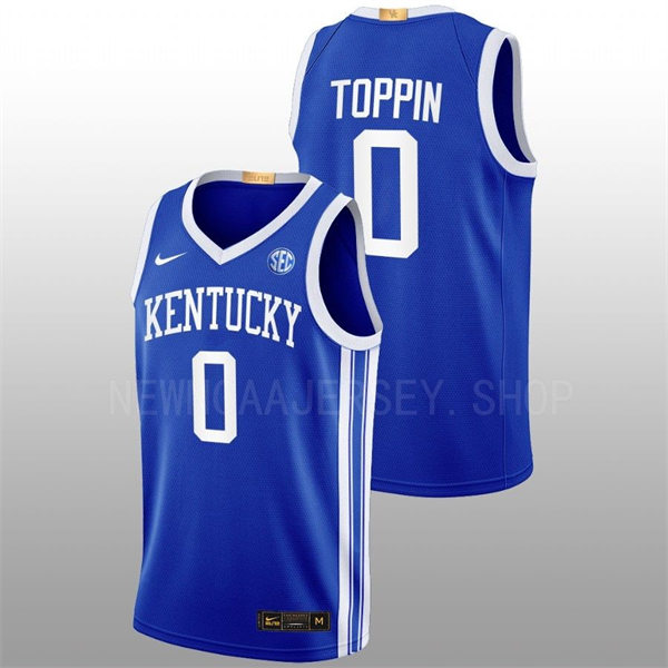 Mens Youth Kentucky Wildcats #0 Jacob Toppin Royal Away 2022-23 College Basketball Game Jersey