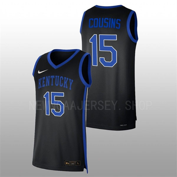 Mens Youth Kentucky Wildcats #15 DeMarcus Cousins 2022-23 College Basketball Game Jersey Black
