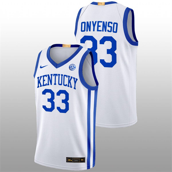 Mens Youth Kentucky Wildcats #33 Ugonna Onyenso White Home 2022-23 College Basketball Game Jersey