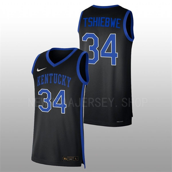 Mens Youth Kentucky Wildcats #34 Oscar Tshiebwe 2022-23 College Basketball Game Jersey Black