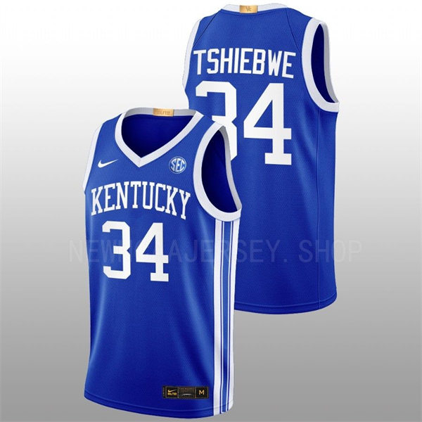 Mens Youth Kentucky Wildcats #34 Oscar Tshiebwe Royal Away 2022-23 College Basketball Game Jersey