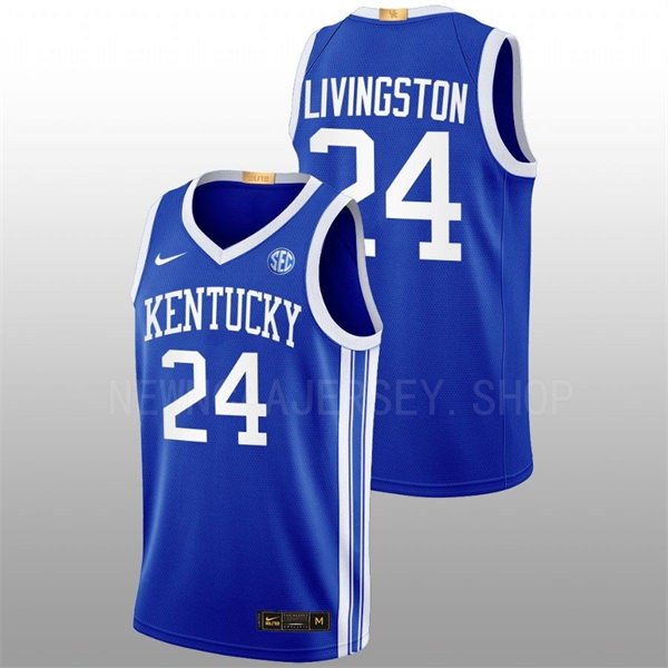 Mens Youth Kentucky Wildcats #24 Chris Livingston Royal Away 2022-23 College Basketball Game Jersey