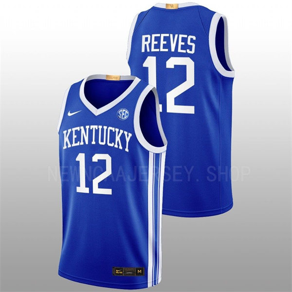 Mens Youth Kentucky Wildcats #12 Antonio Reeves Royal Away 2022-23 College Basketball Game Jersey