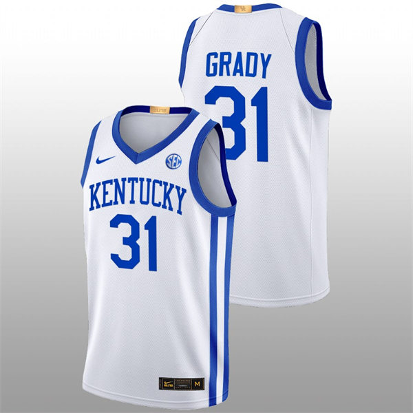 Mens Youth Kentucky Wildcats #31 Kellan Grady White Home 2022-23 College Basketball Game Jersey