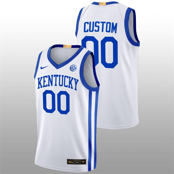 Mens Youth Kentucky Wildcats Custom Nike White Home 2022-23 College Basketball Game Jersey