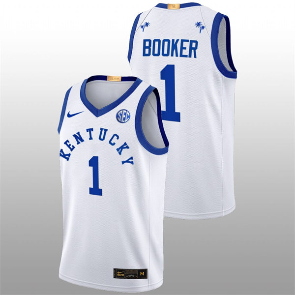 Mens Youth Kentucky Wildcats #1 Devin Booker 2022-23 College Basketball Bahamas Game Limted Jersey White