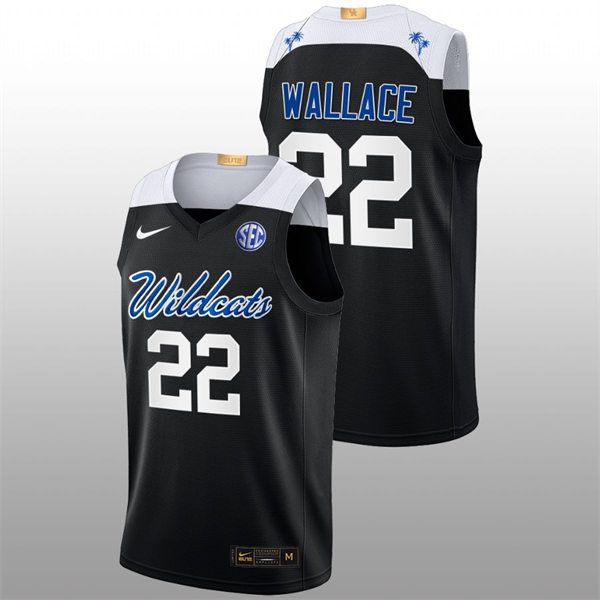 Mens Youth Kentucky Wildcats #22 Cason Wallace 2022-23 College Basketball Bahamas Game Limted Jersey Black Alternate 