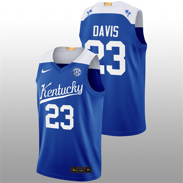 Mens Youth Kentucky Wildcats #23 Anthony Davis White Royal 2022-23 College Basketball Bahamas Game Limted Jersey