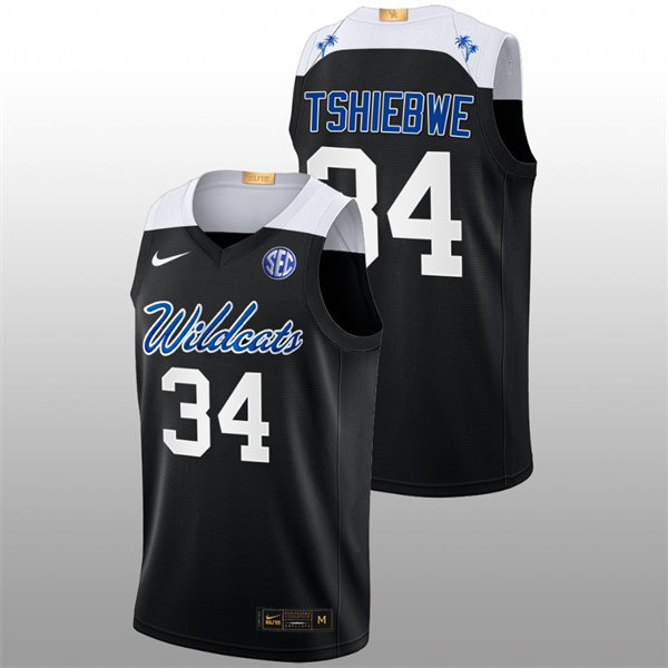 Mens Youth Kentucky Wildcats #34 Oscar Tshiebwe 2022-23 College Basketball Bahamas Game Limted Jersey Black Alternate