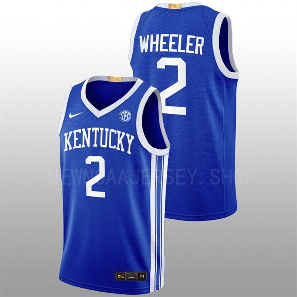 Mens Youth Kentucky Wildcats #2 Sahvir Wheeler Royal Away 2022-23 College Basketball Game Jersey