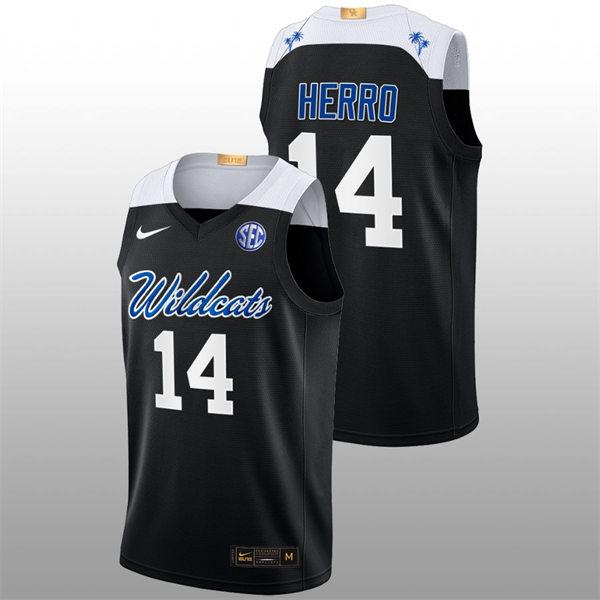 Mens Youth Kentucky Wildcats #14 Tyler Herro 2022-23 College Basketball Bahamas Game Limted Jersey Black Alternate