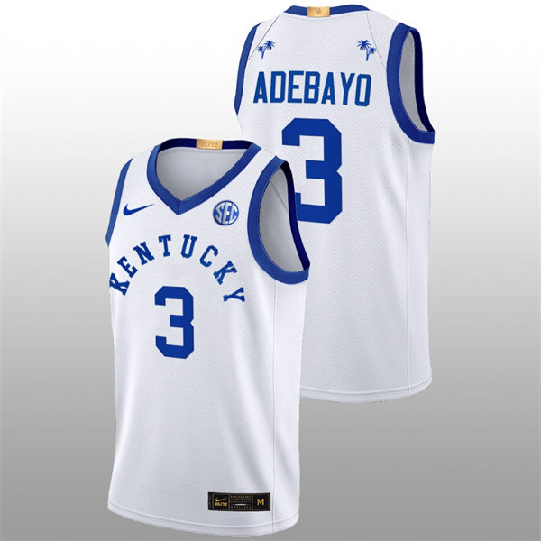 Mens Youth Kentucky Wildcats #3 Bam Adebayo 2022-23 College Basketball Bahamas Game Limted Jersey White