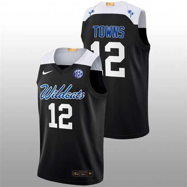 Mens Youth Kentucky Wildcats #12 Karl-Anthony Towns 2022-23 College Basketball Bahamas Game Limted Jersey Black Alternate