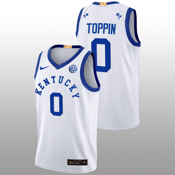 Mens Youth Kentucky Wildcats #0 Jacob Toppin 2022-23 College Basketball Bahamas Game Limted Jersey White