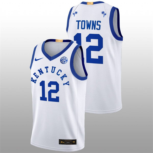 Mens Youth Kentucky Wildcats #12 Karl-Anthony Towns 2022-23 College Basketball Bahamas Game Limted Jersey White