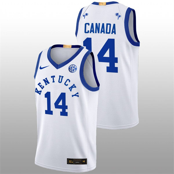 Mens Youth Kentucky Wildcats #14 Brennan Canada 2022-23 College Basketball Bahamas Game Limted Jersey White