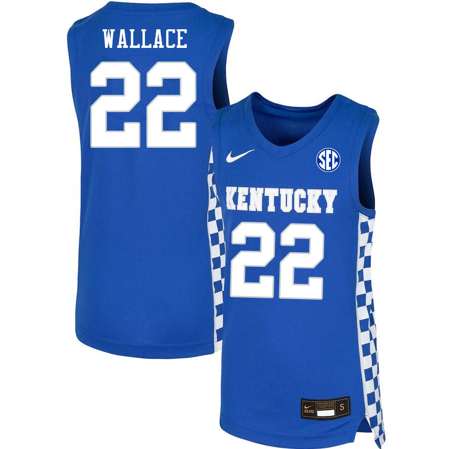Mens Kentucky Wildcats #22 Cason Wallace Nike Royal College Basketball Game Jersey
