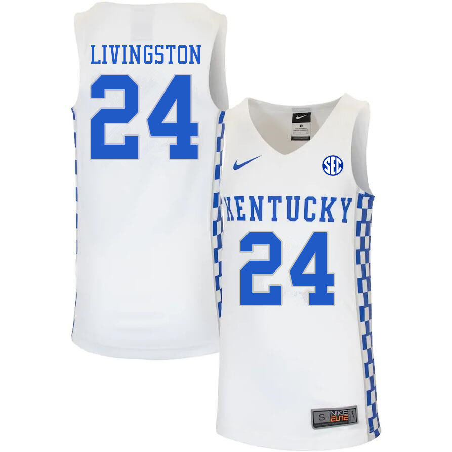 Mens Kentucky Wildcats #24 Chris Livingston Nike White College Basketball Elite Jersey