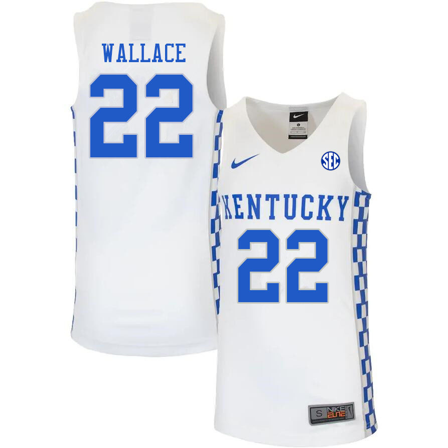 Mens Kentucky Wildcats #22 Cason Wallace Nike White College Basketball Elite Jersey