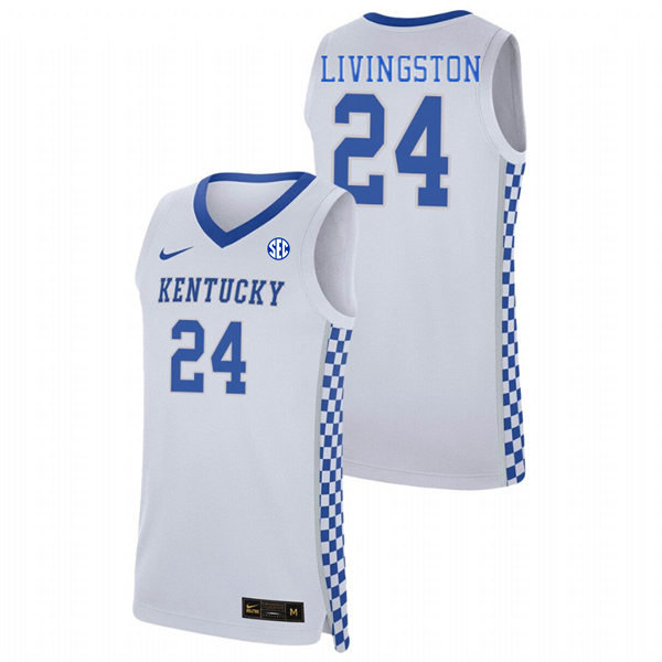 Mens Kentucky Wildcats #24 Chris Livingston Nike White College Basketball Game Jersey
