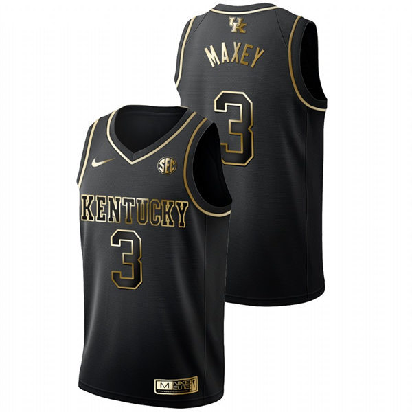Men's Kentucky Wildcats #3 Tyrese Maxey Nike Black Golden Edition Basketball Jersey