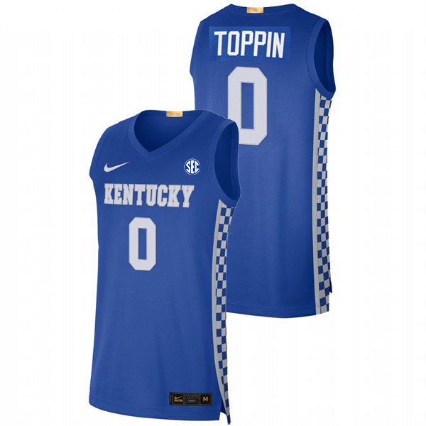 Mens Kentucky Wildcats #0 Jacob Toppin Nike Royal College Basketball Game Jersey