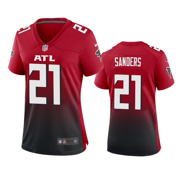 Womens Atlanta Falcons Retired Player #21 Deion Sanders Nike Red 2nd Alternate Limited Jersey