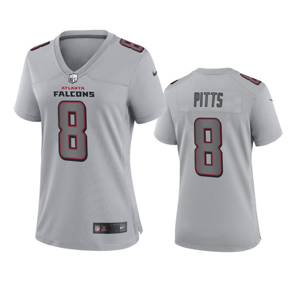 Women's Atlanta Falcons #8 Kyle Pitts Nike Gray Atmosphere Fashion Game Jersey