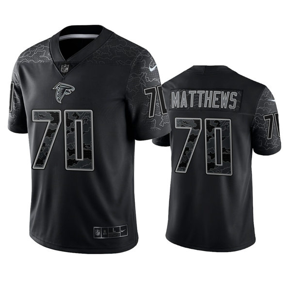 Men's Atlanta Falcons #70 Jake Matthews Black Rflctv Limited Jersey