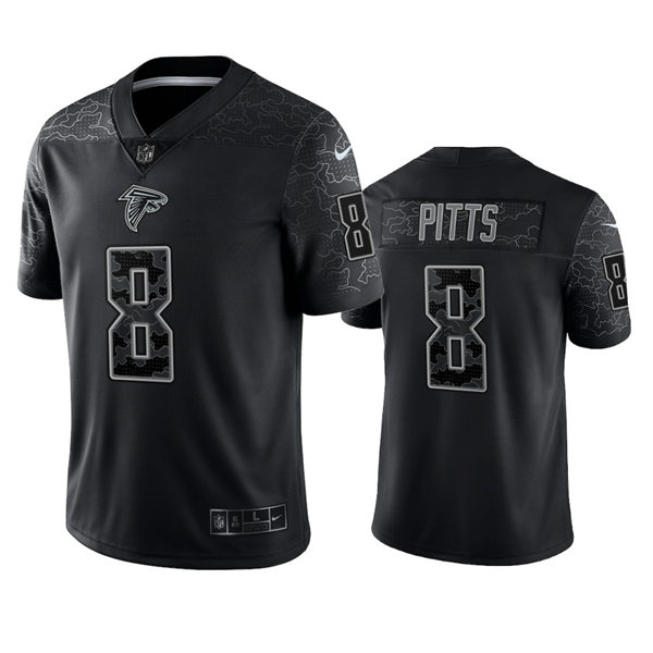 Men's Atlanta Falcons #8 Kyle Pitts Black Rflctv Limited Jersey