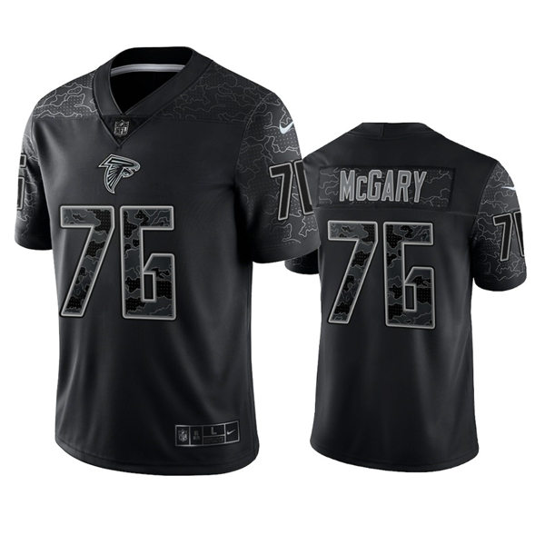 Men's Atlanta Falcons #76 Kaleb McGary Black Rflctv Limited Jersey