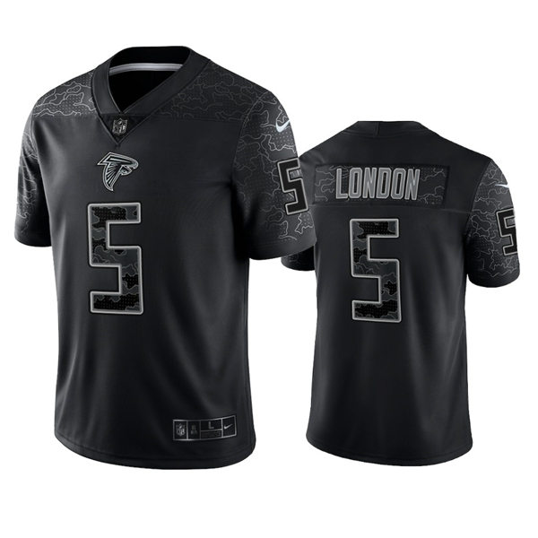 Men's Atlanta Falcons #5 Drake London Black Rflctv Limited Jersey