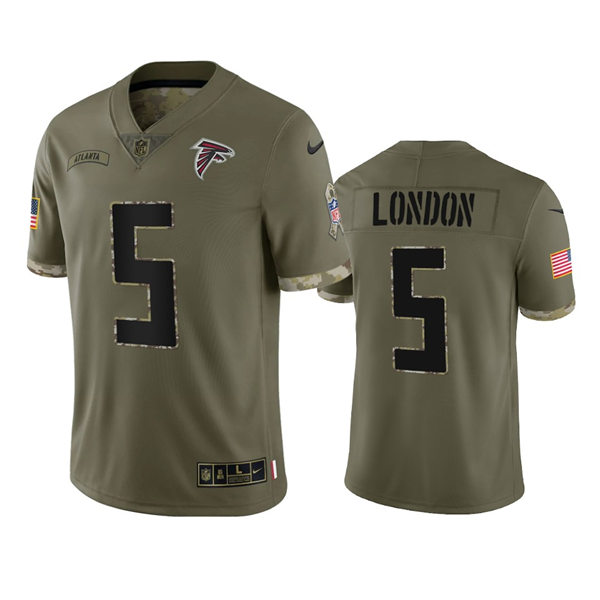 Men's Atlanta Falcons #5 Drake London Nike 2022 Salute To Service Limited Jersey - Olive