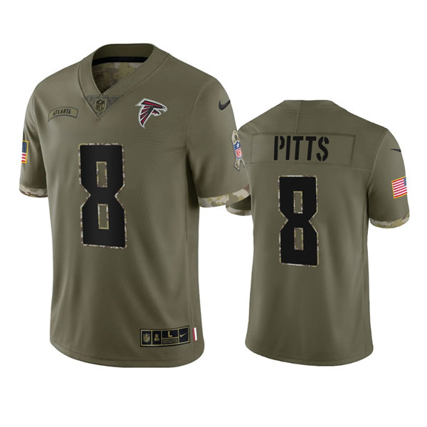 Men's Atlanta Falcons #8 Kyle Pitts Nike 2022 Salute To Service Limited Jersey - Olive