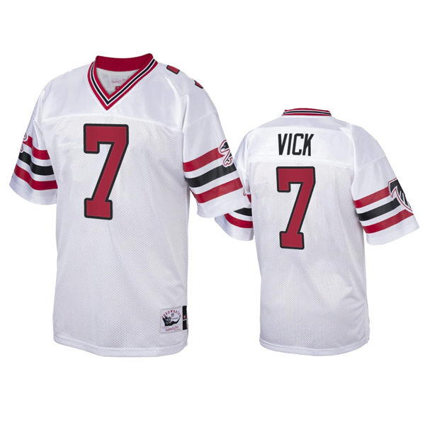 Men's Atlanta Falcons Retired Player #7 Michael Vick 1989 White Authentic Throwback Jersey